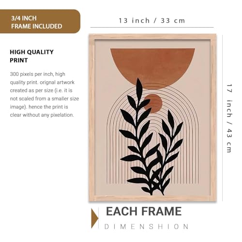 Image of Kalit Kala Decor Boho Painting Wall Art Home Decoration Paintings With Frame For Living Room Bed Room Hotel Wall Decor Digital Reprint Set of 3 (13X17 inch)