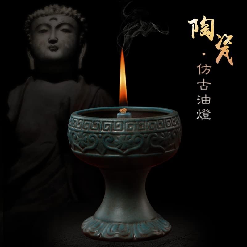 Decorative Lighting Oil Lamp Buddha Oil Lamp Butter Lamp Buddha Lamp Household Everlasting Light Antique Buddha Headlight Core Point Sesame Oil Lamp