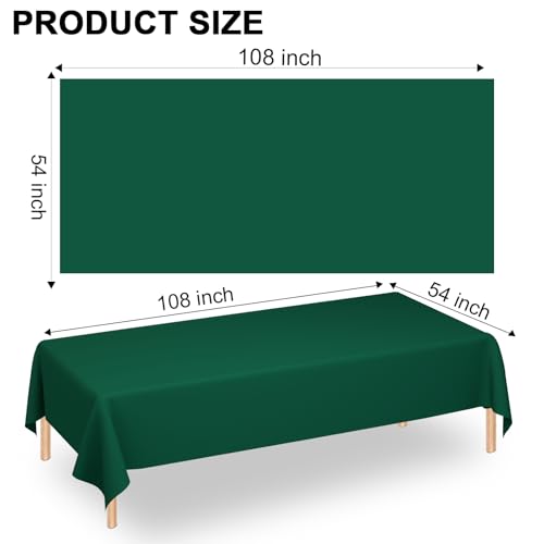 Image of WNINK 4 Pack Dark Green Plastic Tablecloth Disposable Table Covers 54 inch x 108 inch Table Cloths for Bridal Shower Engagement Wedding Birthday Picnic Plastic Table Cloths for Parties