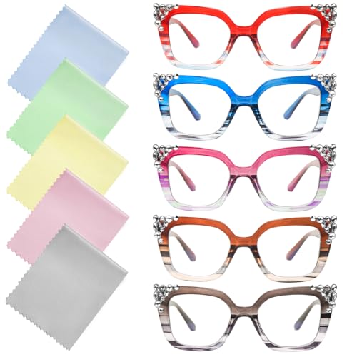 Image of Reading Glasses for Women Men Blue Light Blocking Glasses with Spring Hinge Anti Eyestrain Computer Readers