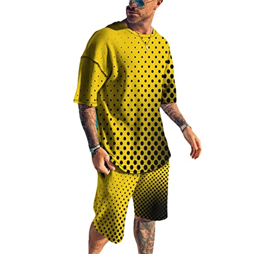 Ensemble t-shirt d'été streetwear 2 pièces imprimé 3D homme grande taille XXXL