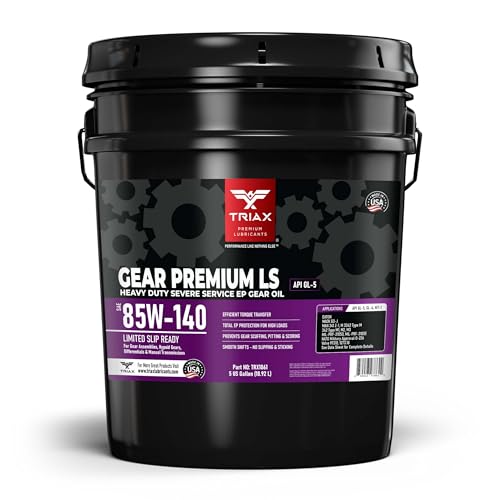 TRIAX Gear Premium LS 85W-140, GL-5 Limited Slip Ready, Manual Transmissions, Hypoid Gear Systems, Differentials, NATO Military Approved, Widest OEM Specification Range (5 Gallon Pail)
