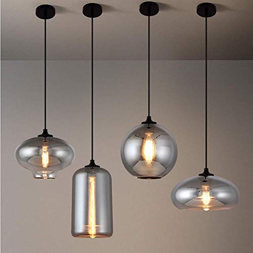 Lampe à suspension en verre gris fumé E27 max 40W moderne - 7