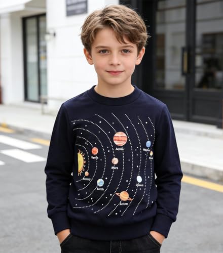 Image of Popshion Toddler Boys Sweatshirts Dinosaur Long Sleeve Pullover Crewneck Shirts Cartoon Tee Sport Tops for Kids 1-8T