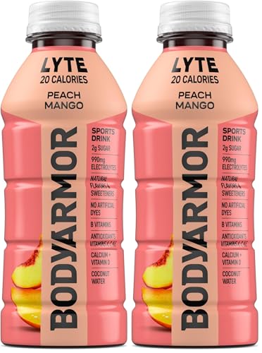 Image of BODYARMOR LYTE Sports Drink Low-Calorie Sports Beverage, Peach Mango, Natural Flavors With Vitamins, Potassium-Packed Electrolytes, No Preservatives, Perfect For Athletes, 16 Fl Oz (Pack of 2)