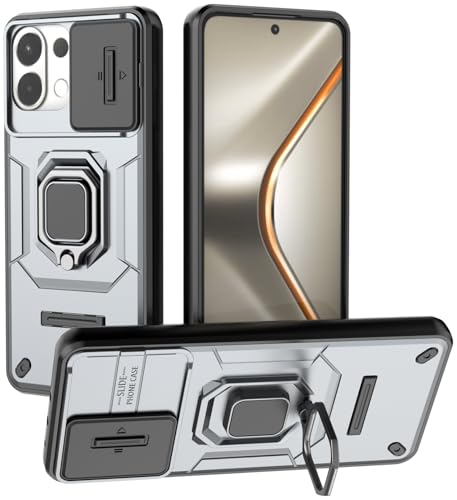 Image of Kapa Armor Slider Back Cover for Oppo K13 5G | Inbuilt Ring + Camera Slider Shockproof Lens Protection Bumper Back Case (Grey)