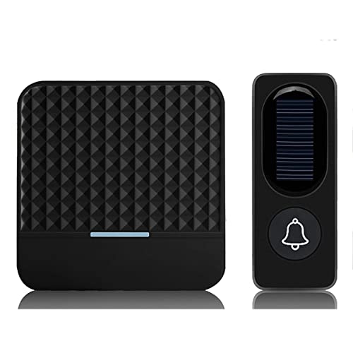 jiyaohui Sonnette Solaire Sans Fil IP65 éTanche 300M Kit de Carillon de Sonnettes Solaires Chargeant les Sonnettes ExtéRieures-Prise UE