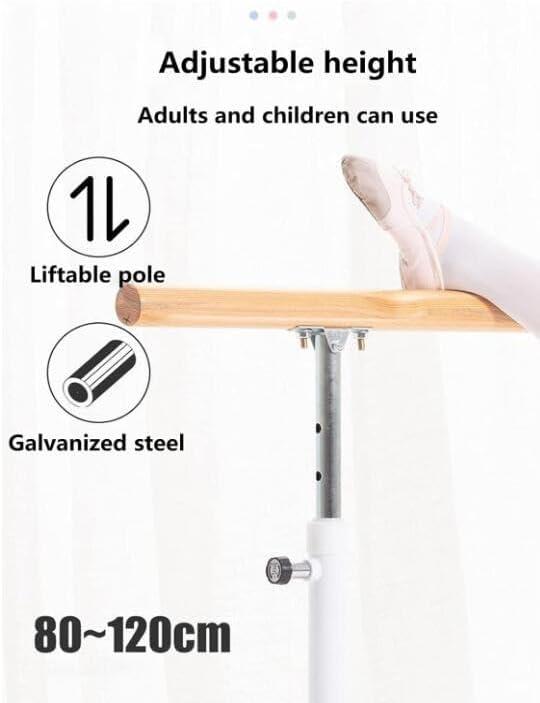 Adjustable Ballet Pole for Home Workouts, 80-120cm Portable Dance Bar for Kids & Adults, Fitness Equipment for Stretching & Dance Training