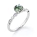 925 Sterling Vintage Perfect Classic Art Deco 1.1 Carat Round Cut Moss Green Agate and Mossainite Diamond Engagement Ring - Mother's day, Anniversary - Personalize Name Engraving Gifts For Her