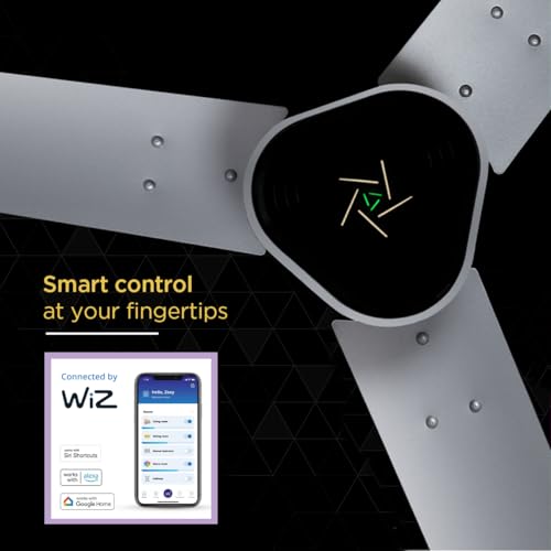 Image of EcoLink AiroGeometry Smart Ceiling Fan | Silver Mist Finish | Wi-Fi & App Control | High-Speed Energy Efficient Fan | Modern 3-Blade Design for Smart Homes & Offices | Pack of 1