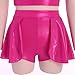 Women Two Piece Dance Outfit Shiny Metallic Dancewear Flutter Sleeve Crop Tops Skirted Shorts Set Ballet Ice Skating Jazz Hip Hop Stage Performance Festival Rave Outfits Party Cosplay Hot Pink XS