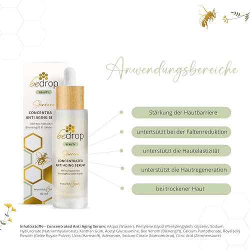 bedrop Skin Care Set - Concentrated Anti Aging Bienengift Serum & Tagescreme Booster Gesichtscreme im Set - Bei Falten für Gesichtspflege
