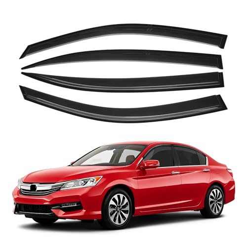 Image of Canvcle Accord Rain Guards - Window Visors for Honda Accord 2013-2017, Outside-Mount Tape-On Side Window Wind Deflectors for Accord Accessories, Vent Visors Shades Rainproof 4PCS