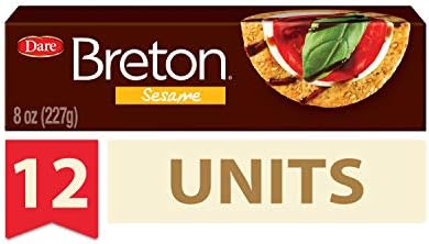 Dare Breton Crackers â€“ Party Snacks with no Artificial Flavors and 0g of Trans Fat per Serving â€“ Sesame, 96 Ounce, (Pack of 12)