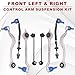 TOPAZ 8 Pcs Front Control Arm Suspension Kit w/Stablizer Link Tie Rod Ends Replacement for BMW E39 525i 528i 530i 5 series