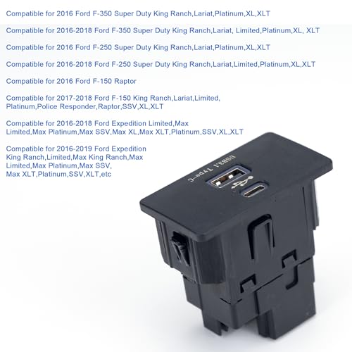 Rldym Carplay USB Interface Hub HC3Z-19A387-B-G for Ford Lincoln SYNC 3 Version 3.4 Fast Charging Stable Transmission,Support Apple Carplay Android, USB + Type-C Module