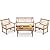 RELAX4LIFE Wood Patio Furniture Set - 4-Piece Outdoor Furniture w/Seat Cushions & Coffee Table, Loveseat Sofa Set for Balcony Porch Deck Poolside Backyard, Acacia Wood Conversation Set (Off White)