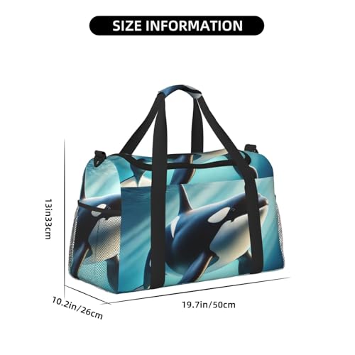 40l Gym Travel Duffel Bag Panda Killer Whales Carry-On Workout Overnight Backpack2