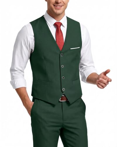 Image of MY'S Men's 2-Piece Suit, Vest Pants Set for Men, Casual Waistcoat with Tie for Prom Wedding Homecoming