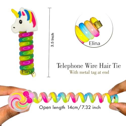 Image of Elina Telephone Wire Fancy Sprial Hair Band Ties Spring Braids Ponytail Holder Cute Cartoon Accessories Elastic Bow Knot for Girls,Kids, Baby and Women (Pack of 3)(Multicolor)
