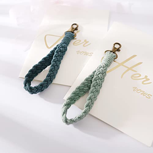 Xgalbla Soft Macrame Keychain Boho Handmade Wristlet Bracelet Keychain Country Style Wrist Lanyard Handmade Weave Exquisite Holder For Women(Pea Green) #TOP3