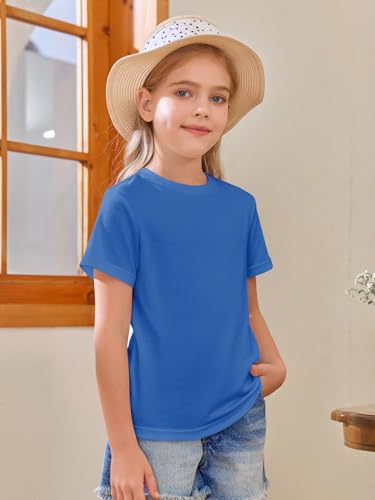 Image of Girls Short Sleeve T Shirts Kids Summer Tops Crewneck Tees 5-14 Years