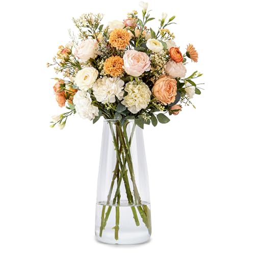 Crystal Clear Glass Flower Vase for Table Centerpiece Home Decor, 8.3inch H