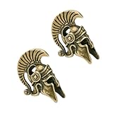 SHIDXIB 2Pcs Spartan Warrior Helmet Brass Keychain Pendant Antique DIY Accessory for Home Office Decoration Ornaments