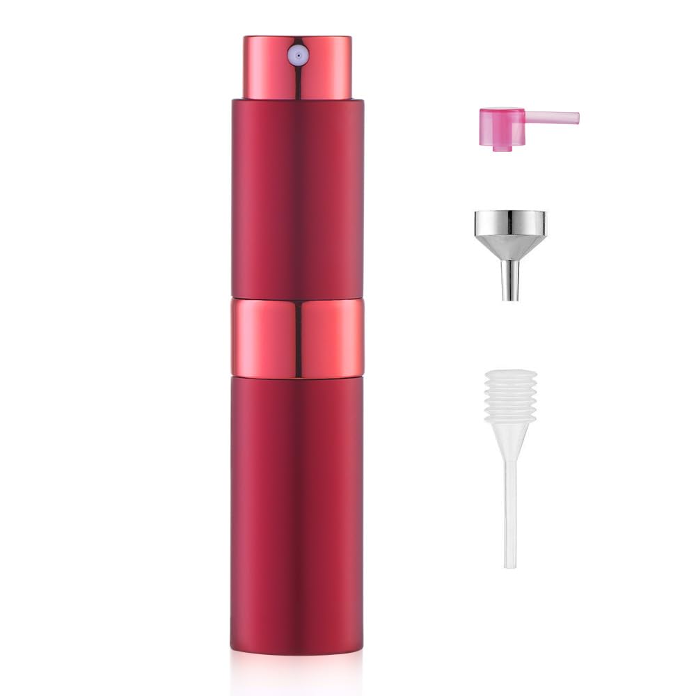 LISAPACK 8ML Atomizer Perfume Spray Bottle for Travel, Empty Refillable Cologne Dispenser, Portable Sprayer (Wine Red)