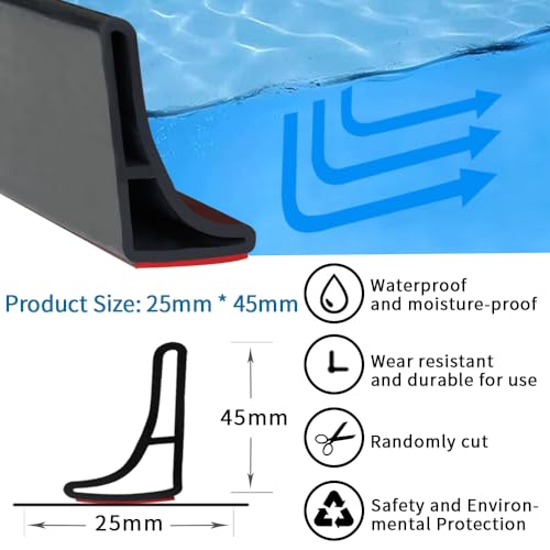 Image of URBANMONK Self Adhesive Water Stopper for Bathroom | Water Stopper for Kitchen Slab with Glue Stick (Grey Large, 1 Meter)
