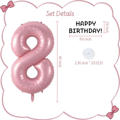 Image of Happy birthday Big Number Balloons Foil Birthday Balloon Number Balloons Happy Birthday Party Decorations Kids and Wedding Party Supplies (Pink numbers 8)