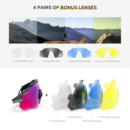Image of Cycling Glasses, TR90 Unbreakable Frame Polarized Anti-UV400 Sports Sunglasses