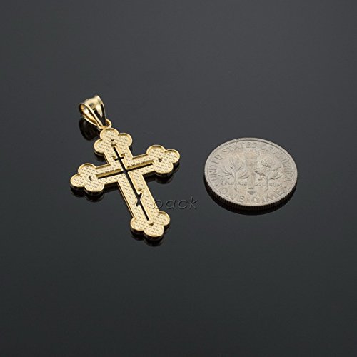 Religious Jewelry 14k Yellow Gold Eastern Orthodox Cross Charm Pendant Necklace with Diamonds3