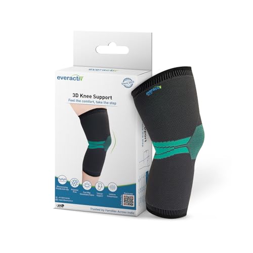Image of EverActiv Premium Knee Support for Women, Men & Eleders | Premium Compression Sleeve for Arthritis & Knee Pain Relief, Full Day Comfort & Post-Surgery Recovery (Size: Small, 1 Piece)