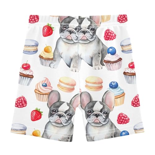Cute French Bulldogs Desserts Girls' Biker Shorts Toddler 4t Under Skirt Shorts Floral Cotton Dance Clothes2