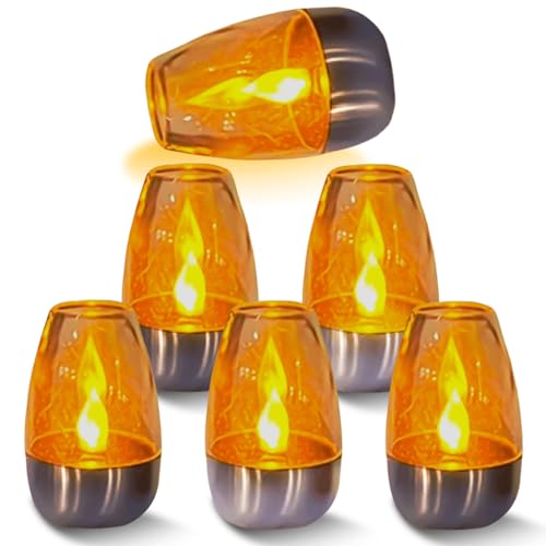 BAIFULAI Lot de 6 bougies solaires LED d'extérieur - Bougies chauffe-plat solaires électriques - Étanches - Bougies solaires vacillantes - Résistantes aux intempéries - Pour jardin, terrasse, balcon