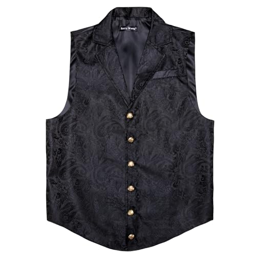 Barry.Wang Mens Victorian Suit Vest Paisley Steampunk Gothic Waistcoat Retro Lapel Collar Formal Tuxedo Vests Prom Wedding3