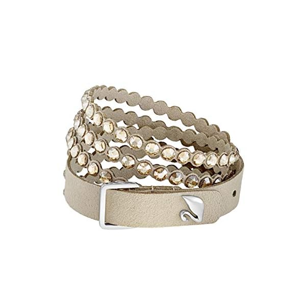 Swarovski Power Women's Slake Wrap Bracelet with Leather Band and Gold-Tone Crystals with Buckle Closure