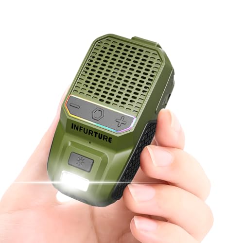 INFURTURE Wearable Bluetooth Speaker with RGB/Flashlight Clip On Bluetooth Speaker (Non-Magnetic)-Built-in Noise Reduction Mic for Hands-Free Music/Calls-for Work/Riding/Golf/Outdoor(Green)