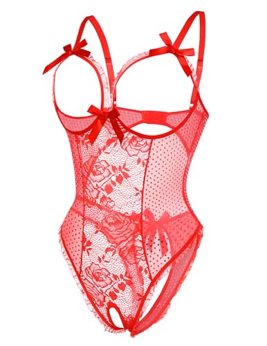 Image of Avidlove Women One Piece Lingerie Sexy Lace Babydoll Mini Bodysuit