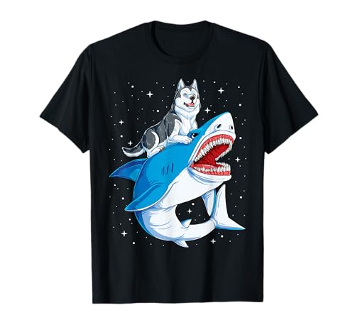 Siberian Husky Shark Jawsome Dog Lover Regalos Space Galaxy Camiseta