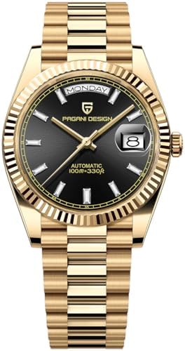 LACZ DENTON Pagani Design DD36 Men's Watches Luxury Automatic Watch Men AR Sapphire Glass Mechanical Wristwatch Men 10Bar ST16 Movt, PD1752-Gold black-DK, Automatic Watch,Mechanical