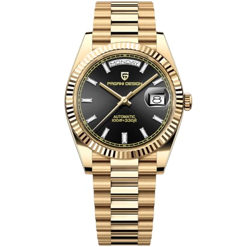 LACZ DENTON Pagani Design DD36 Men's Watches Luxury Automatic Watch Men AR Sapphire Glass Mechanical Wristwatch Men 10Bar ST16 Movt, PD1752-Gold black-DK, Automatic Watch,Mechanical