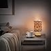 IBGIKWH Construction Excavators Tools Bedside Table Lamp Small Desk Lamps Linen Fabric Shade Decorative Nightstand Lamp LED with USB Port Wood Base for Bedroom Living Room