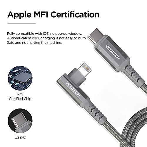 Vcutech Lightning Data Cable To Usb-C 1.1 Ft/35 Cm Mfi Certified For Dji Mini 3 Pro/Mini 2/Air 2S/Mavic Air 2/Mavic 3 Remote Controller Otg Extension Cable Cord Accessories, 90 Degree Fast Charging #TOP3