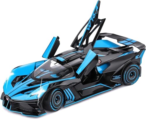 Image of Invite Enterprise Exclusive Alloy Metal Pull Back Die-Cast Car 1:24 Big Bugatti Bolide Toy Car Diecast Metal Pullback Toy Car With Openable 6 Doors,Light Music Boys Gifts Toys(Bugatti Bolide-Blue)