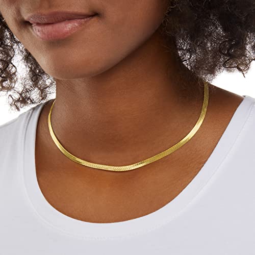 Amazon Essentials 14K Gold Plated Double Herringbone Chain 16", Yellow Gold #TOP1