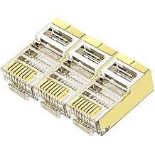 50 قطعة من موصلات Cat6 Cat6A Gold RJ45، ومقابس Cat6 Cat6A Gold RJ45، وموصلات RJ45 8P8C Cat6/Cat6A المحمية حتى 1 جيجابت في الثانية لكابل شبكة LAN Ethernet