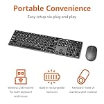 Amazon Basics Ultra Premium Wireless Keyboard and Mouse Combo - Rechargeable, Ultra Slim Design, Quiet, Full Size, Number Pad, QWERTY, Black - Image 2