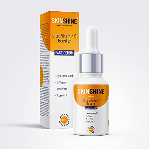 SKINSHINE 𝗪𝗜𝗡𝗡𝗘𝗥 𝟮𝟬𝟮1* - NEW Ultra Vitamin C Booster Face Serum with Hyaluronic Acid & Collagen - UK Made - Remove Acne Scars, Wrinkles, Blemishes & Signs of Ageing - For Women & Men